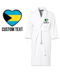 Bahamas Flag Heart Shape Embroidery Logo with Custom Text Embroidered Bathrobes